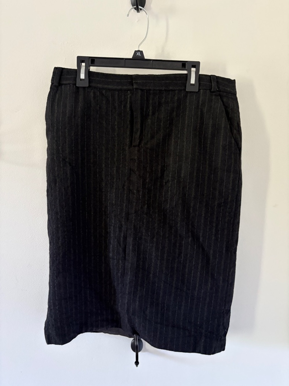 Black and white pinstripe skirt.
